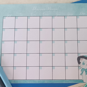 Planner mensal gatinhos bruxos para pessoas organizadas e criativas cor azul