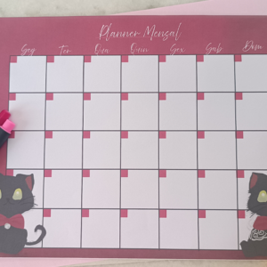 Planner mensal gatinhos fofos para pessoas organizadas e criativas cor vermelho