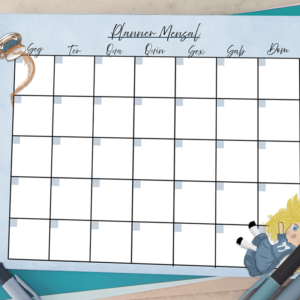 Planner mensal alice no pais das maravilhas para pessoas organizadas e criativas cor azul